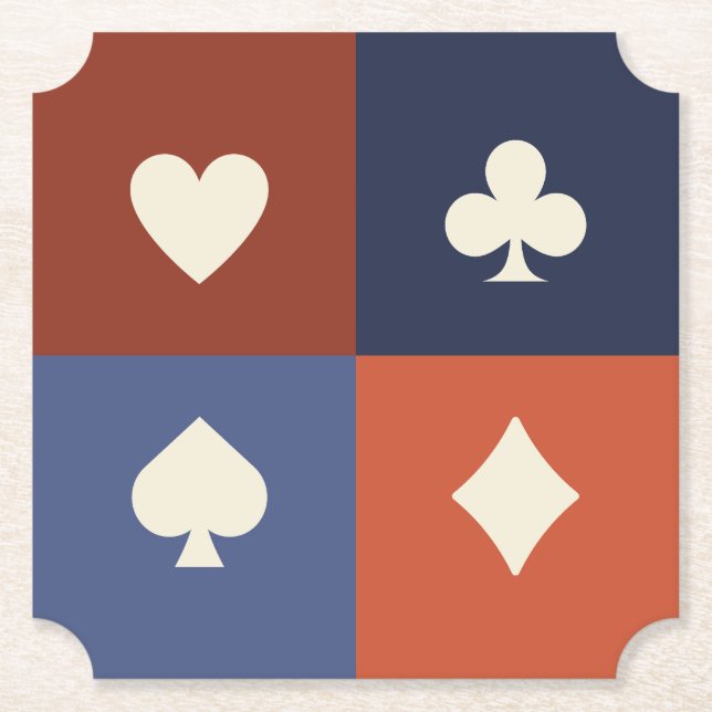 Moderne Retro-Spielkartensymbole Poker & Bridge  Untersetzer (Vorderseite)