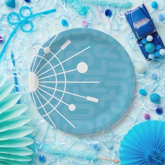 Moderne Retro Sputnik Snowflake MOD Pappteller (Party)