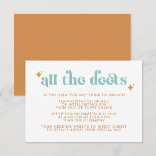 Moderne Retro-Strand-Hochzeitsdetails-Einschlusska Begleitkarte