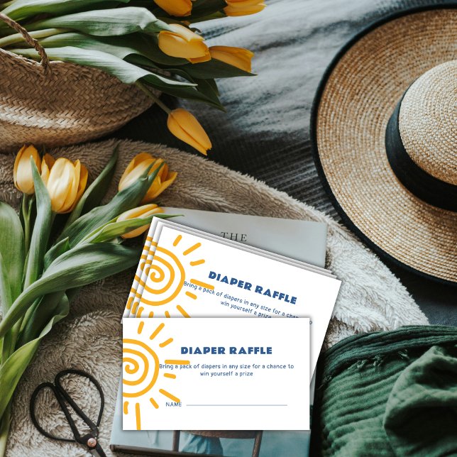 Moderne Retro Sunshine Diaper Raffle Baby Dusche Begleitkarte (Modern Retro Sunshine Diaper Raffle Baby Shower Enclosure Card)