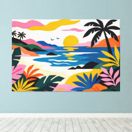 Moderne retro-tropische Landschaft 02 Leinwanddruck
