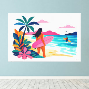 Moderne retro-tropische Surfkunst 03 Leinwanddruck