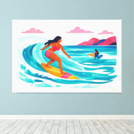 Moderne retro-tropische Surfwelle 02 Leinwanddruck
