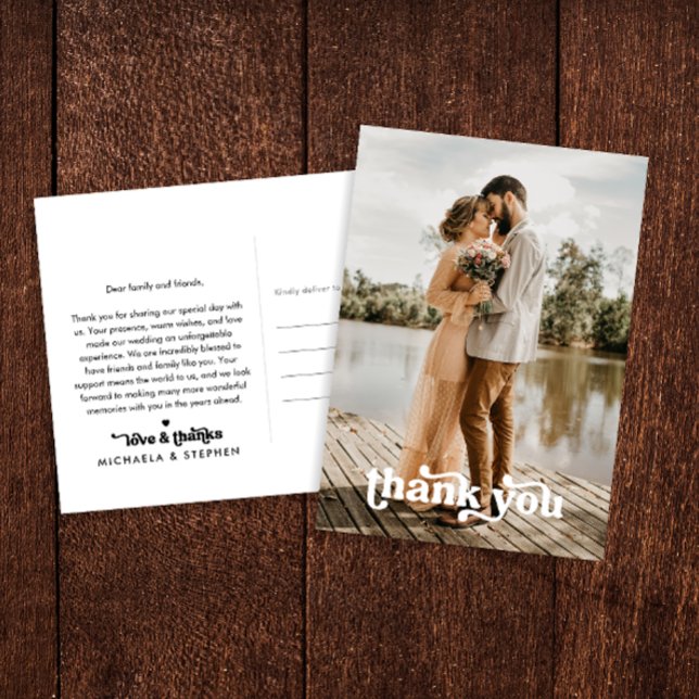 Moderne Retro Typografie 2-Foto Hochzeit Vielen Da Postkarte (Von Creator hochgeladen)