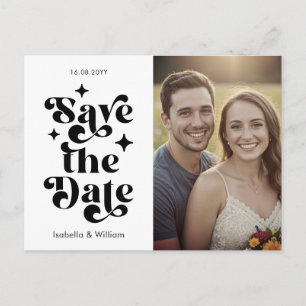 Moderne Retro-Typografie Foto-Hochzeit Ankündigungspostkarte