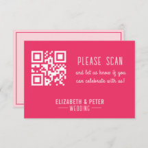 Moderne Retro Typografie Pink QR Code Hochzeit