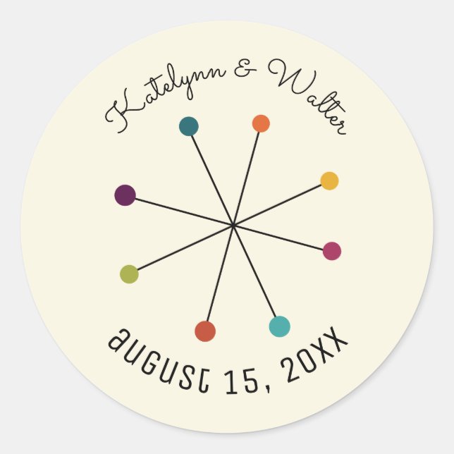 Moderne Retro-Vintage Hochzeit im Mittelalter Runder Aufkleber (Vorderseite)