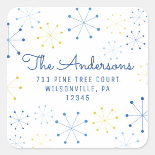 Moderne Retro-Vintage Rücksendeadresse des Mittelj Quadratischer Aufkleber