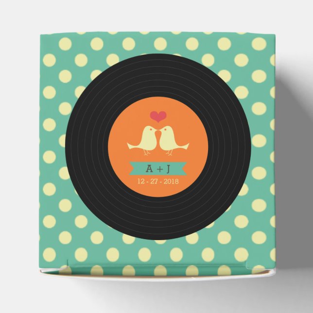 Moderne Retro Vinyl Record Hochzeit Geschenkschachtel (Oben)