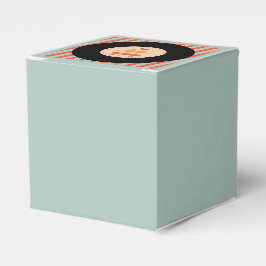 Moderne Retro Vinyl Record Sky Blue Orange Wedding Geschenkschachtel