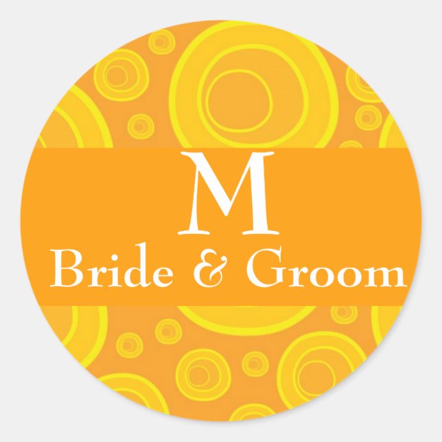 Moderne Retro Wedding Monogram Designer Aufkleber (Vorderseite)