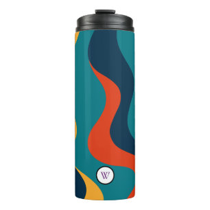 Moderne Retro-Wellen-Abstraktes Muster Thermosbecher