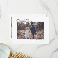 Moderne Retro Whimsical Foto Hochzeit Danke Auto