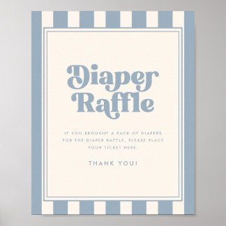 Moderne Retro-Windel-Raffel- Blaustreifen-Baby-Par Poster