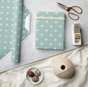 Moderne Retro Winter Blue Atomars aus dem Mittelal Geschenkpapier
