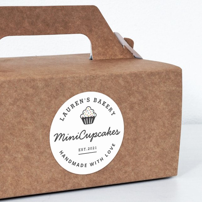 Moderne Retro-Zuhause-Bäckerei-Logos, hausgemachte Runder Aufkleber (Von Creator hochgeladen)