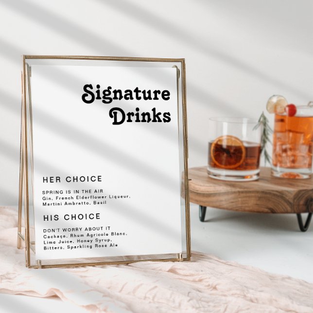 Moderne Retrobriefe Unterschrift Drinks Zeichen Poster (Von Creator hochgeladen)