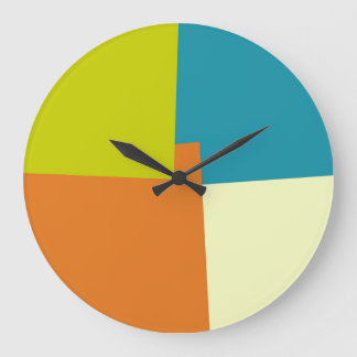 Moderne Retrofarben geometrisch Große Wanduhr