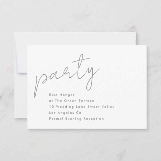 Moderne Rezeption für maßgeschneiderte Party mit g Einladung (Vorderseite)