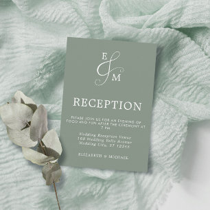 Moderne Rezeption mit grünem Ampere und Hochzeitse Begleitkarte