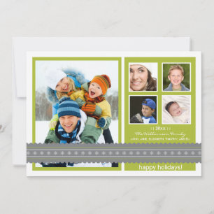 Moderne Ribbon Custom Family Holiday Card (Limon) Feiertagskarte