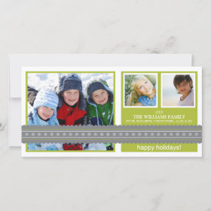 Moderne Ribbon Custom Holiday Foto Card (Limon) Feiertagskarte