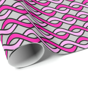Moderne Ribbons, rosa und grau/grau/grau, Mitte de Geschenkpapier