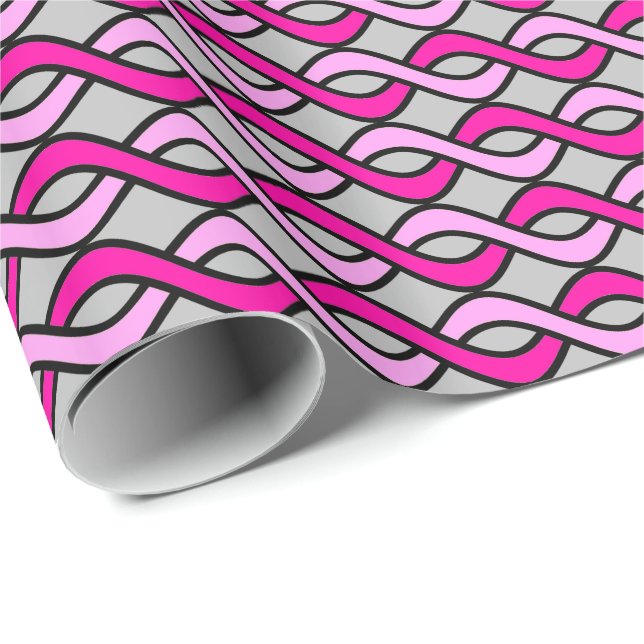 Moderne Ribbons, rosa und grau/grau/grau, Mitte de Geschenkpapier (Rolleneckpunkt)