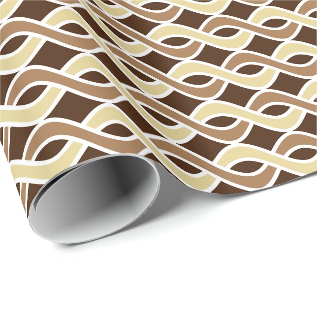 Moderne Ribbons, Taupe und Braun aus dem Mittelalt Geschenkpapier (Rolleneckpunkt)
