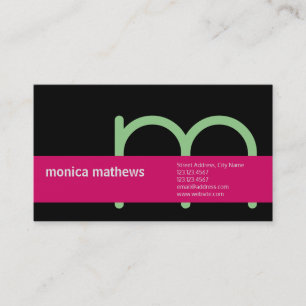Moderne Riesenmonogramm und rosa Streifen Visitenkarte