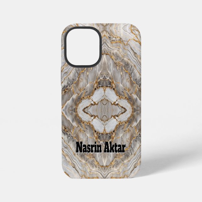 Moderne rissige Gold-Weiß-Marmor iPhone Hülle (Rückseite)