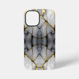 Moderne rissige Gold Weiß & schwarzer Marmor iPhone 12 Mini Hülle