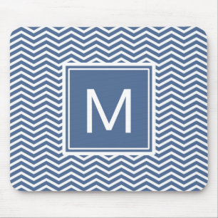 Moderne Riverside Blue Chevrons und Monogram Mousepad