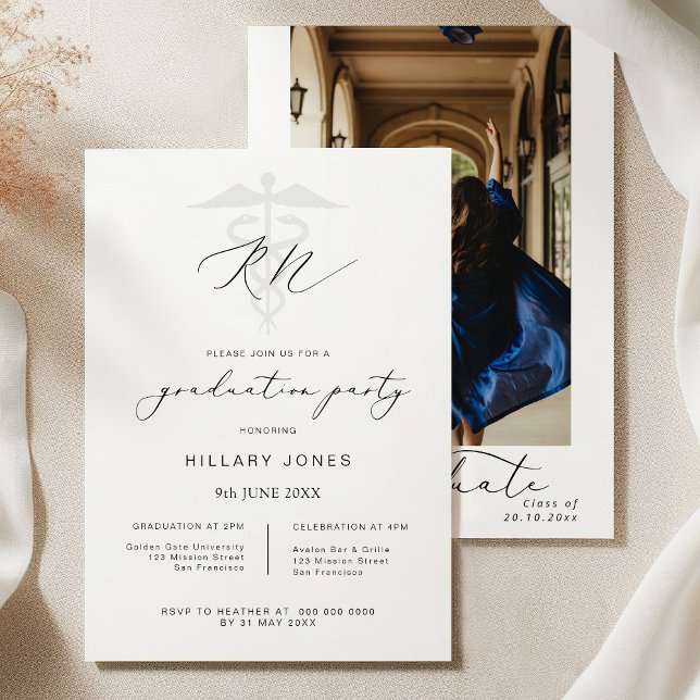 Moderne RN-Abschluss-Kalligrafie Einladung (Von Creator hochgeladen)