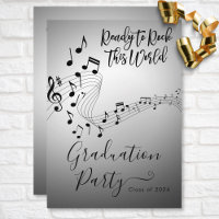 Moderne Rock Music Black & White Graduation Party