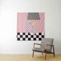 Moderne Roller Skaten Girl Art Karo