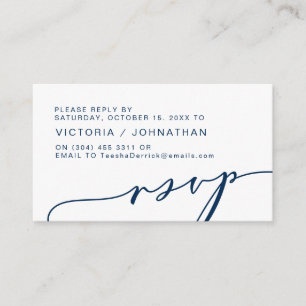 Moderne Romantik, NAVY BLUE, Wedding RSVP Begleitkarte