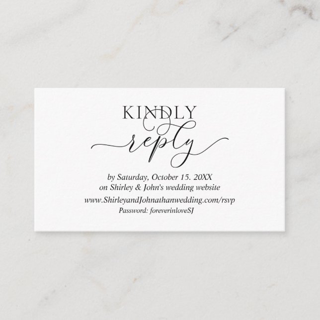 Moderne Romantik, Schwarzes Script, Online-Website Begleitkarte (Vorderseite)