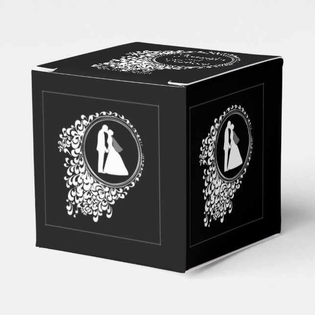 Moderne romantische Couple Silhouette Dark Fevor B Geschenkschachtel (Vorderseite)