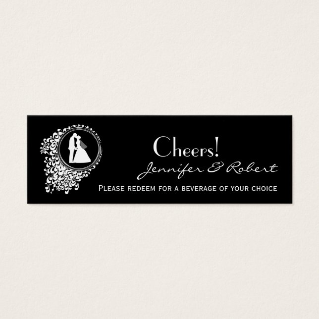 moderne romantische Couple Wedding Drinks Tickets (Vorderseite)
