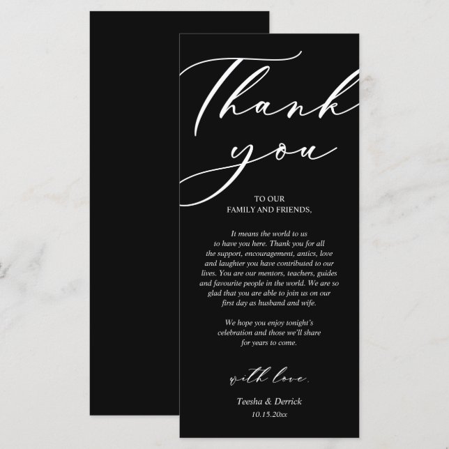 Moderne Romantische Dinner Place Einstellung Danke Programm (Vorne/Hinten)