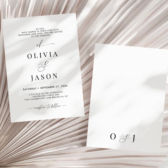 Moderne romantische Drehbuch Schwarz-weiße ErstHoc Einladung (Von Creator hochgeladen)