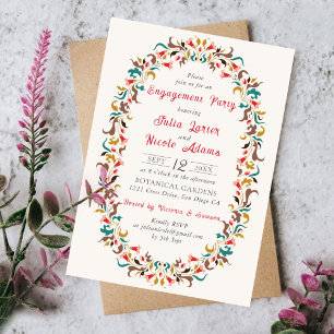 Moderne Romantische Elegant Floral Engagement Part Einladung
