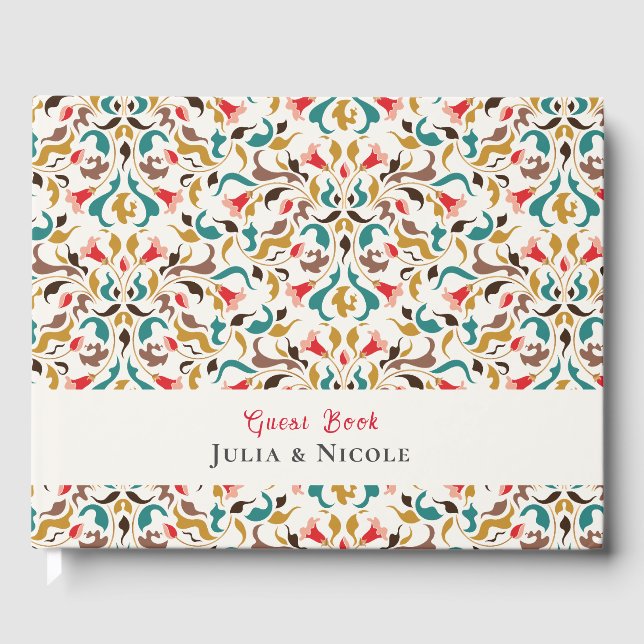 Moderne romantische Elegante Blumenzeremonie Gästebuch (Vorderseite)