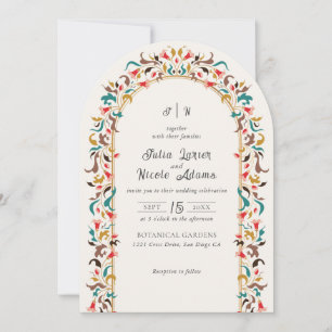 Moderne Romantische Elegante Florale Hochzeitskrän Einladung