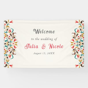 Moderne Romantische Elegante Florale Hochzeitskron Banner