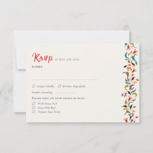 Moderne Romantische Elegante Florale Kranz Hochzei RSVP Karte