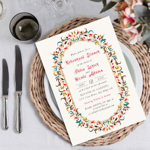 Moderne Romantische Elegante Florale Probedinnerfe Einladung