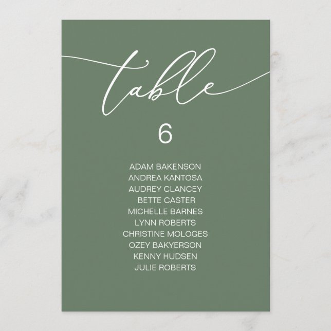 Moderne Romantische Gäste Sitzkarte Menükarte (Vorderseite)