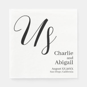 Moderne romantische Hochzeit auf Weiß in den USA Serviette